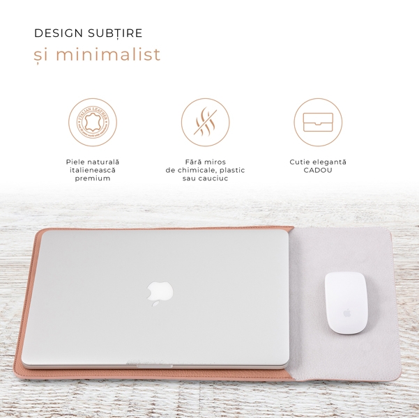 Husa MacBook laptop 13 inch piele naturala nude sanito.ro imagine 2022 caserolepolistiren.ro